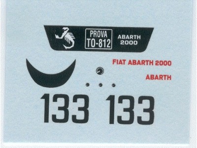 Decal Fiat Abarth 2000 Cuneo # 133 Ampus 1969 E. Lualdi Gaboardi - scala 1:43